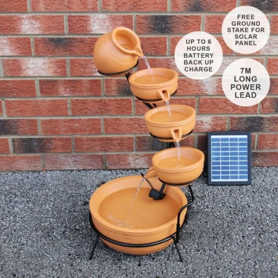 Image of MonsterShop Terracotta 4 Tier Spilling Bowls Water Feature