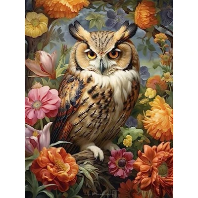 Image of Reofrey Diamond Painting Accessories Owl DIY Art Kits, Animal 5D Kits for Adults Cross Stitch, Full Drill Round Crystal Embroidery Craft Home Wall Decor 30x40cm