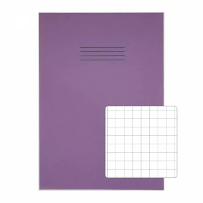 Image of RHINO 13 x 9 Exercise Book 80 Page, Purple, 10mm Squared Pages (Pack 50)