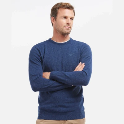 Image of Barbour Essential Crew Neck Mens Jumper Blue Size 2XL