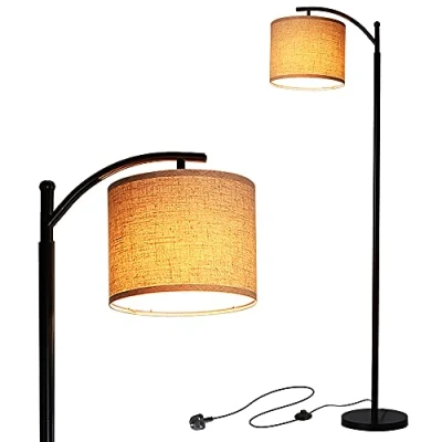 Image of Led Floor Lamps Classic Arc Energy Saving Standing Lamp with Hanging Shade and 9W Bulb for Living Room Bedroom Office, E26/E27 Socket
