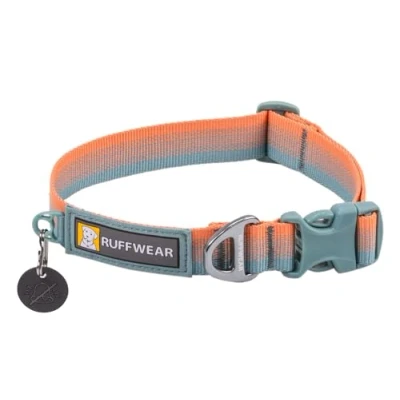 Image of RUFFWEAR Front Range Collar, Medium Dog Collar with Aluminium V Ring, Adjustable Length Pet Comfortable Soft Fabric, Animal Lead Attachment 36 51cm, Spring Fade