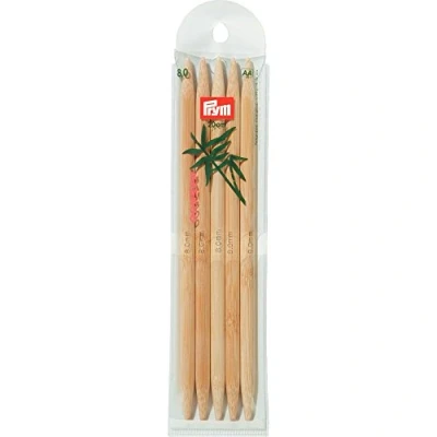 Image of Prym 20 cm 8.00 mm Double Pointed and Glove Knitting Pins Bamboo