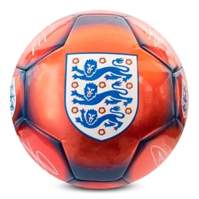 Image of Hy Pro Officially Licensed England FA Classic Signature Football Metallic, Size 5, Training, Match, Merchandise, Collectible For Kids and Adults, Red/Blue