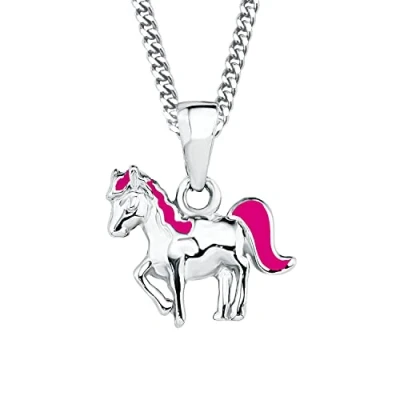 Image of Prinzessin Lillifee Collana con pendente per bambine in argento sterling 925, 35+3 cm, rosa, cavallo, fornita confezione regalo gioielli, 2018177