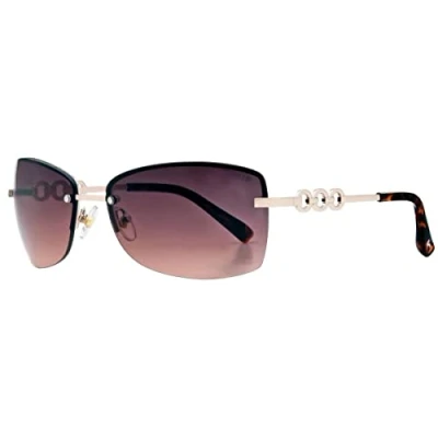 Image of Suuna Womens Lennie Semi Rectangular Rimless Sunglasses Shiny Light Gold