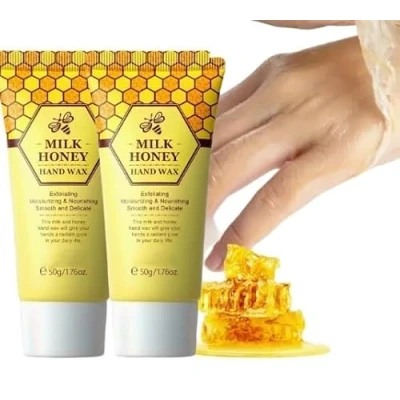 Image of Hand Mask, 2Pcs Milk Honey Peel Off Wax, Hands Care Hydrating Exfoliating Nail &amp; Foot Peeling Moisturizing Gloves Serum for Cracked Hands, Dry, Aging