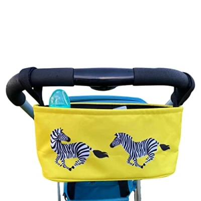 Image of BundleBean Buggy Organiser Storage Bag for Pushchairs Includes Nappy Pouch Universal Fit with Handlebar Any Pushchair or Stroller (Zebra)