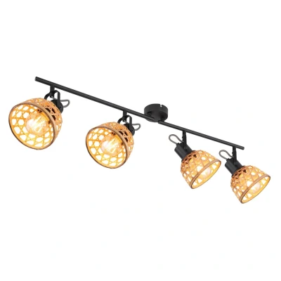 Image of Wenna Ceiling Spotlight Bar Matt Black 4x E27