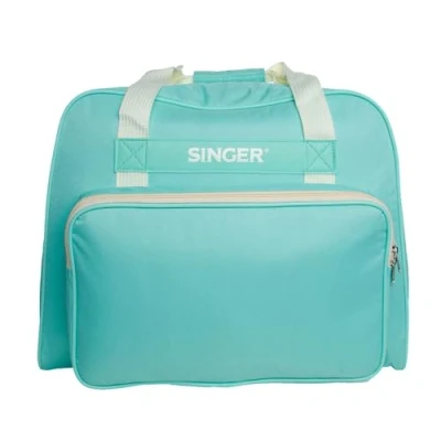 Image of SINGER Machine Carrying Case, Teal Color, Spacious Case Fits Most Standard Sewing Machines and Sergers, Fully Padded Interior, Durable Canvas Exterior, Easy Zip, Large Front Pocket, Transport