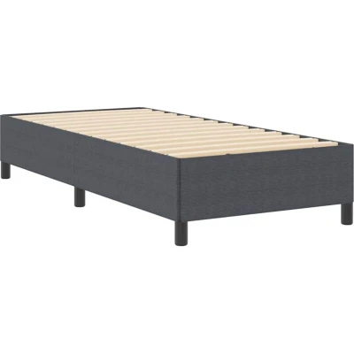 Image of vidaXL dark grey wooden platform bed frame minimalist design 90x190 cm, pine wood base for modern bedroom, stylish solid support, compact design, easy assembly