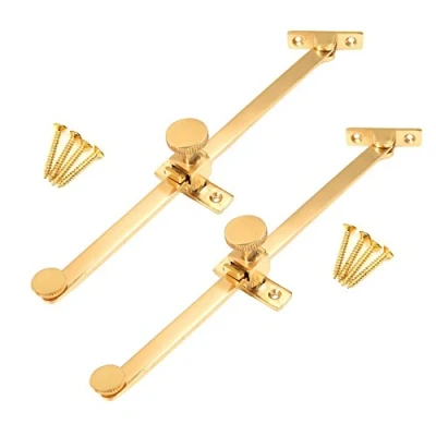 Image of 2X Polished Brass Sliding Window Stay &amp; Screws