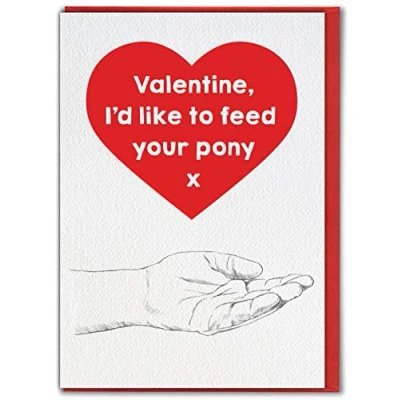 Image of Brainbox Candy Rude Valentine&#039;s Cards &#039;Feed Your Pony&#039; Cheeky Hilarious Day Card For Her Girlfriend Wife Partner
