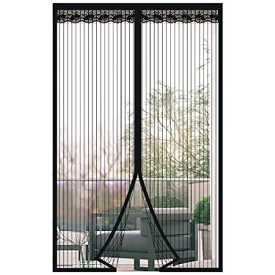 Image of DIKER Magnetic Fly Screen Door, Nets for Doors 110 X 220cm, Door Screen, Mesh Insect Protection No Gap, Easy to Install Without Drilling, Keep Bugs Out Lets Fresh Air in, Black