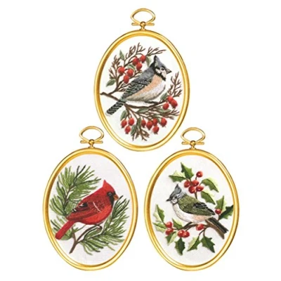 Image of Janlynn Winter Birds Embroidery Kit, Polyester Cotton, Multi, 10 x 7.5 1.2 cm
