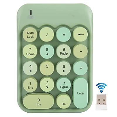 Image of fasient1 2.4G Numeric Keypad,18 Keys Wireless Keypad Keyboard with USB Receiver Silent Number Pad Numerical Numpad for Windows XP/Win7/Win8/Win10/IOS(Green)