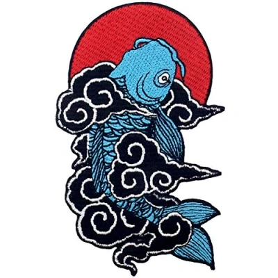 Image of Japanese Koi Fish Patch Embroidered Applique Badge Iron On Sew Emblem