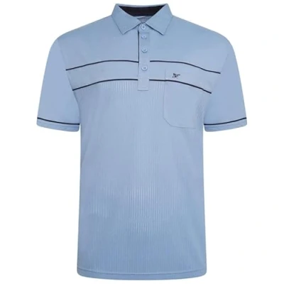 Image of Forge Mens Polo t Shirt Plain Self Stripe Polycotton Lightweight Causal Smart tee top for Big Men UK Sky Blue 5XL