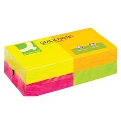 Image of Q Connect Quick Notes 76 x 76mm Neon (Pack of 12) Ref KF10508