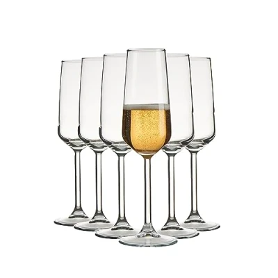 Image of Pasabahce Allegra Champagne Glass Set of 6, 195cc, Elegant Bride Glass, Prosecco for Weddings, Valentine&#039;s Day, Christmas, and Special Celebrations.