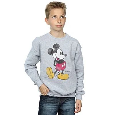 Image of Disney Boys Mickey Mouse Classic Kick Sweatshirt 12 13 Years Sport Grey