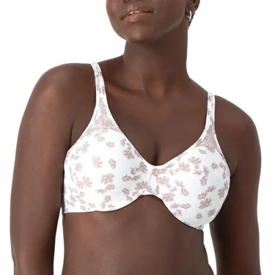 Image of Bali Women&#039;s Passion for Comfort Minimizer Underwired Bra, White Floral Print, 36C