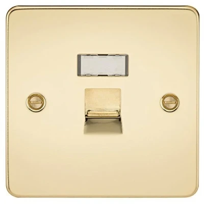 Image of Knightsbridge FPAVRJ45PB RJ45 Socket Flat Plate Network Outlet Polished Brass by
