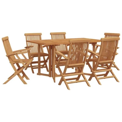 Image of vidaXL 7 Piece Garden Dining Set Solid Wood Teak