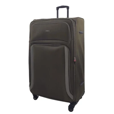 Image of Infinity Leather Unisex Soft 8 Wheel Luggage Light Travel Suitcases Khaki Size X Large
