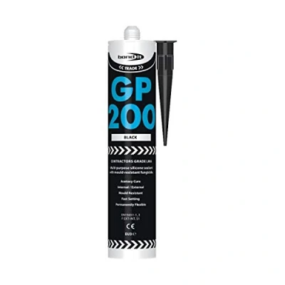 Image of 2 x Bond It Black GP200 Contractors Grade LMA Silicone Sealant High Modulus Kitchen Bathroom
