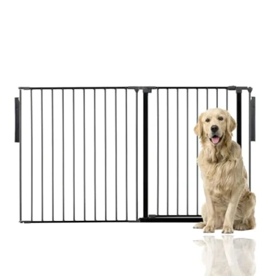 Image of Bettacare Premium Extra Tall Multi Panel Flexible Dog Barrier, up to 154cm Wide, Black, 105cm Tall, Barrier for Pets Dogs and Puppy, Puppy suitable Indoor Outdoor use