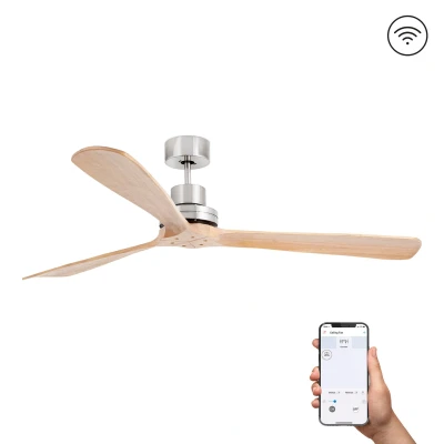 Image of Lantau XL 3 Blade Ceiling Fan Satin Nickel, Pine Wiz Smart System