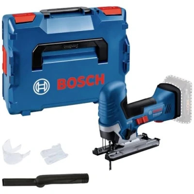 Image of Bosch Professional 18V System Cordless Jigsaw GST 125 S (Ideal for Curved and Cross cuts, SDS Blade Holder, incl. 1 x Blade, Dust Extraction Set, in L BOXX)