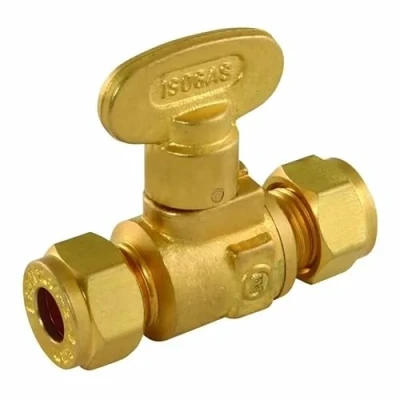 Image of Team Controls Rigid Fan Gas Cock 8mm Brass Isolating Valve Approved