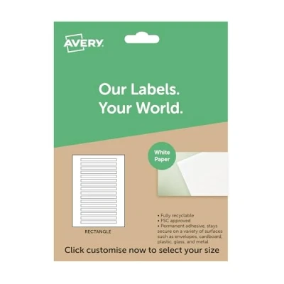 Image of Avery Rectangle Paper Labels, A4 Sheet of Custom Stickers, Personalised Sticky Labels for Printing, White Product Candle