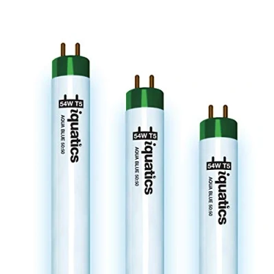 Image of iQuatics Juwel Compatible Aquarium Fluorescent Light Bulb T5 (3 Pack), Aqua Blue 50:50, 54w 1200mm 48