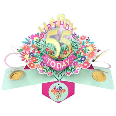 Image of Happy 55th Birthday 55 Today Pop Up Greeting Card Love Kate&#039;s Cards Her POP215MC55