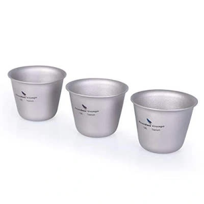 Image of iBasingo 15ml Titanium Mini Sake Cup Outdoor Camping Picnic Party Whiskey Wine Tea Flask Flagon Drinking Mug Drinkware Ti3069D (3 PCS/Set)