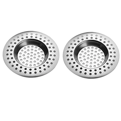 Image of Meiyea 2PCS Stainless Steel Kitchen Sink Strainer Plug, Standard Drain Protector for Bathroom/Kitchen, Hair Catcher Bathtub/Shower 3 inches 7cm