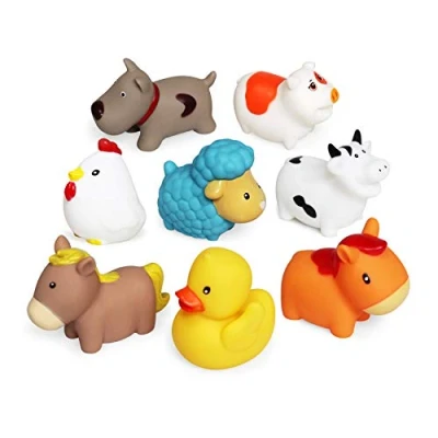Image of JAYSRIS Bath Toys Floating Farm Toys(8PCS),Baby Soft Time Toys,Bathtub Learning Dogs Ducks Sheep Hen Pig and Bathroom for Toddlers