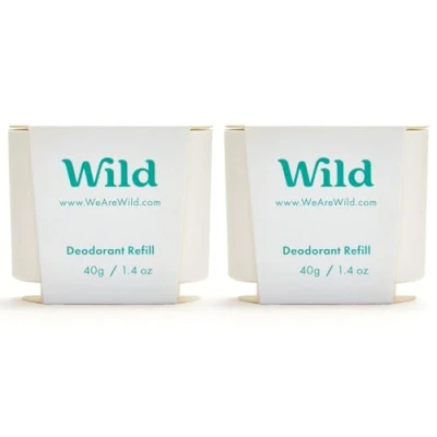 Image of Wild Natural Refillable Deodorant Fresh Cotton &amp; Sea Salt Refill Duo Pack Vegan Eco Friendly Aluminium Free Long Lasting Protection 100% Ingredients 2 of 40g Refills