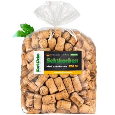 Image of Kork Deko 250 used Natural CHAMPAGNE Corks/sparkling wine corks for craft, decoration cork