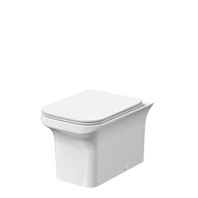 Image of Rimless Square Back to Wall Toilet Pan &amp; Soft Close Sandwich Seat 470mm x 370mm 550mm