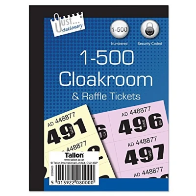 Image of Just stationery 2 X 1 500 Cloakroom Ticket