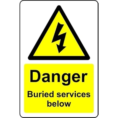 Image of Danger Buried Services Below Safety Sign 1mm Plastic (100mm x 150mm)