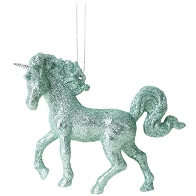 Image of Christmas Concepts® 16cm Glitter Covered Unicorn Decoration Luxury Decorations (Mint Green, Pack of 1)
