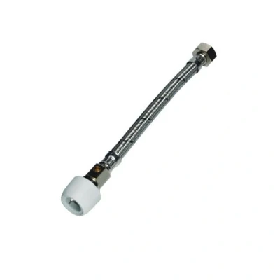 Image of Hep2O Flexible Tap Connector 22mm x 3/4 in 300mm Brass Service Valve BSP Nut Braided 2 Pack HD125E/22W