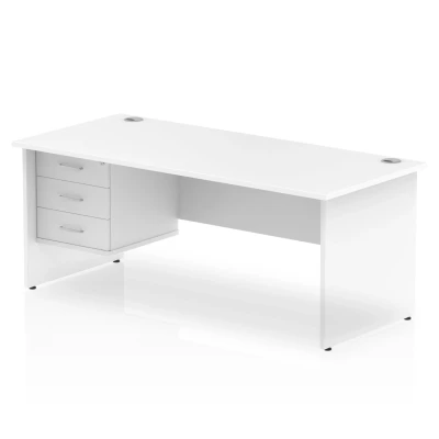 Image of Impulse 1800 Rectangle Panel End Leg Desk White 1 x 3 MI002257