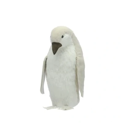 Image of Festive Productions 37cm White Glitter Bristle Penguin Christmas Decoration Ornament Xmas Décor Gift
