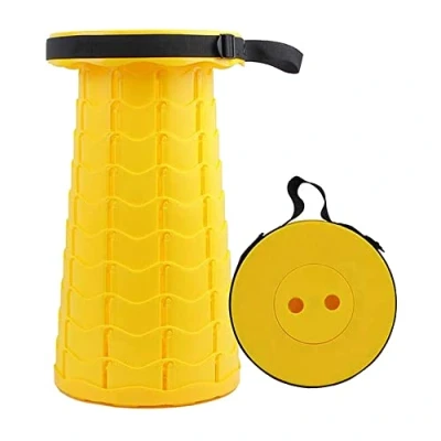 Image of newdayone Portable Telescopic Stool,Camping Folding Stool, Load Bearing 440lbs Retractable Foldable Sturdy , Adjustable Collapsible Plastic Step Stool for Camping Travel Hiking BBQ Picnic (Yellow)